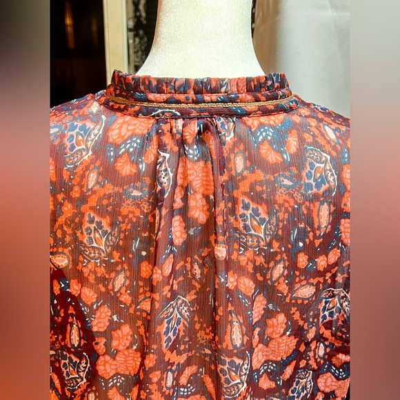 Lucky Brand women long sleeves sheer boho top large - Picture 8 of 8